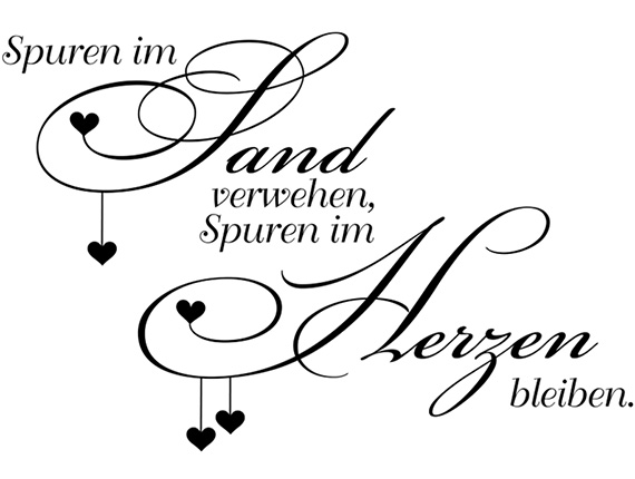 Wandtattoo Wandsticker Zitate Sprüche Spuren im Sand verwehen, Spuren