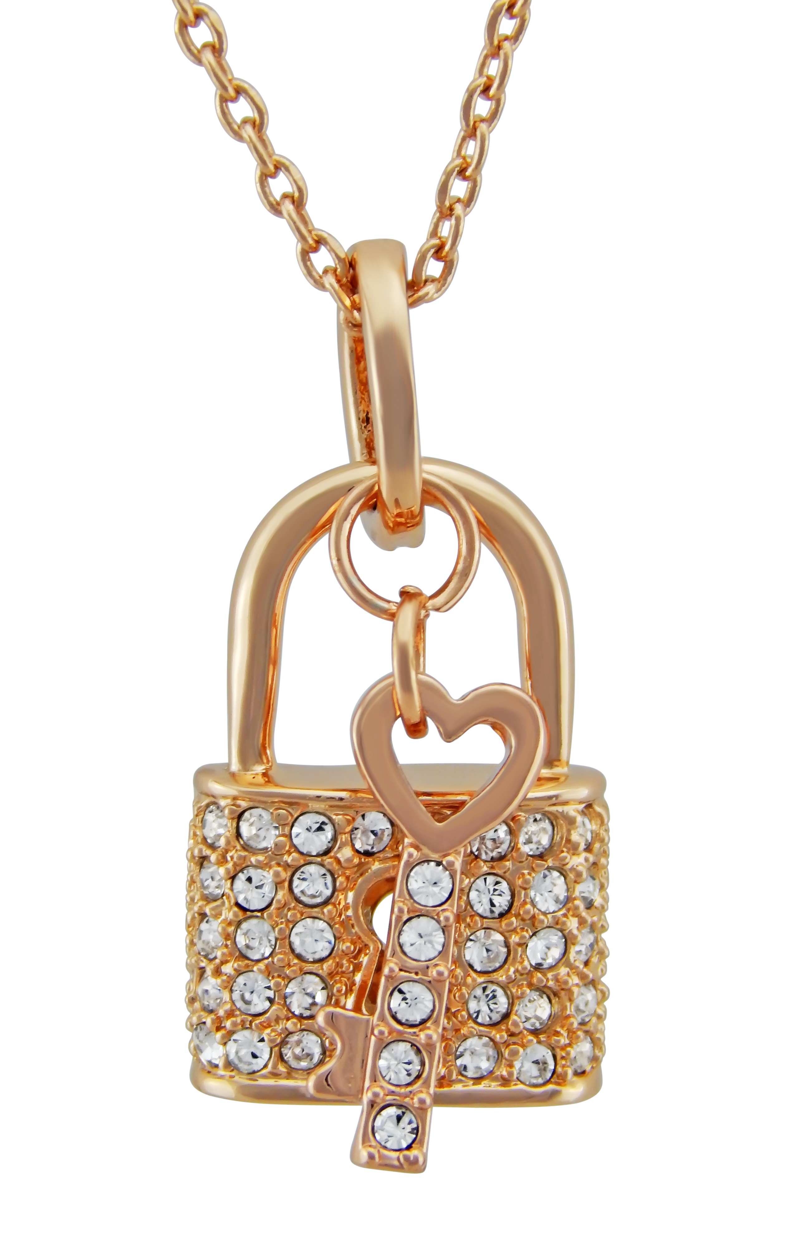 women&#39;s jewelry Necklace Gold plated Key to Heart Lock Love rhinestones | eBay