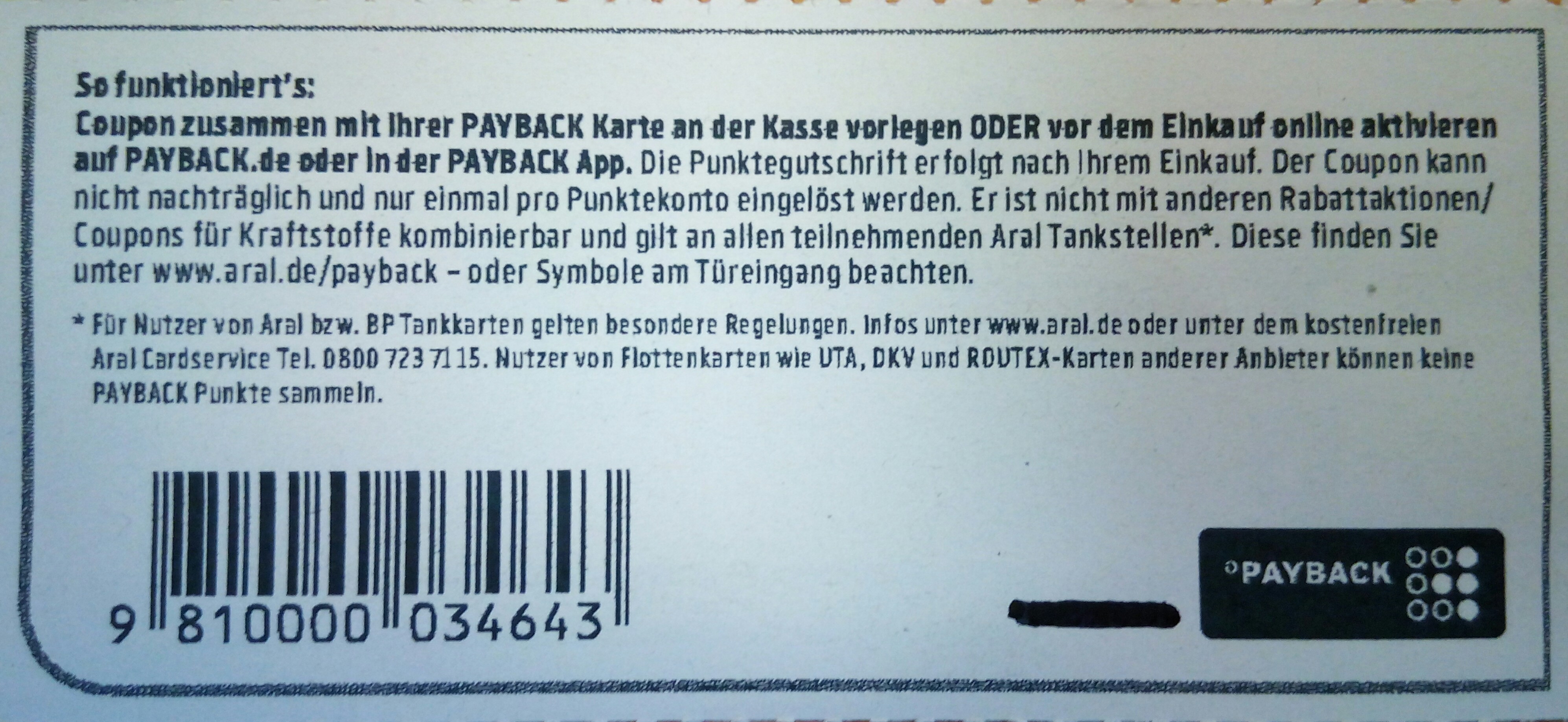 Aral payback coupons 2019