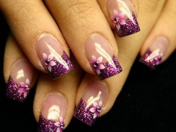 Purple White Short Nails Design Nail Art Gallery Purple White Short Nails Design