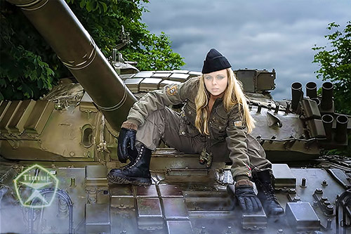 Женский шаблон для фотошопа - Девушка танкист