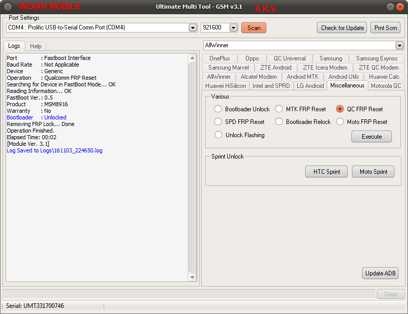 [121016] Ultimate Multi Tool GSM v3.1 OnePlus IMEI, Oppo FRP and