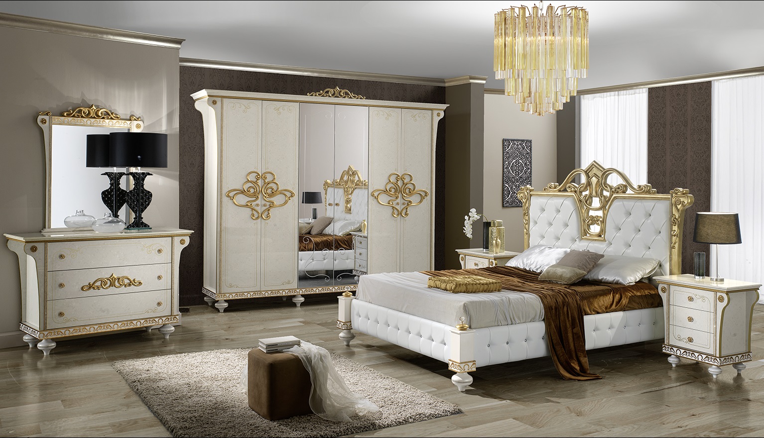 Italienisches Schlafzimmer Versac Elegant Weiss Gold Temiz Mbel