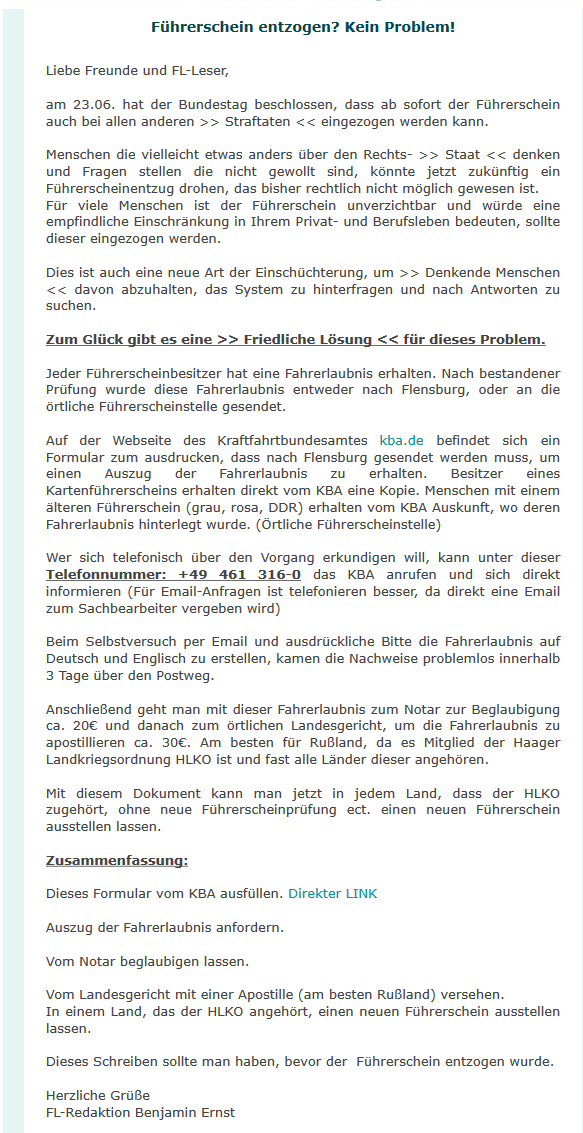 Fuhrerschein Weg Benjamin Hat Eine Losung