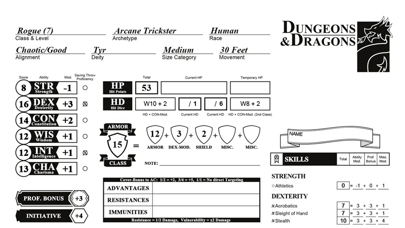 deluxe character sheets with body slots 3.5