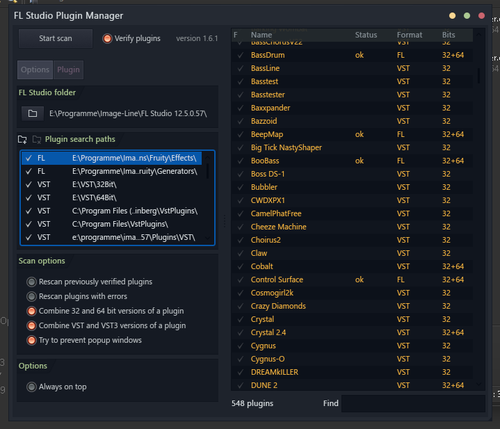 FL Studio Plugins Manager. FL Studio manage Plugins. Plugin search Paths. Option plugin