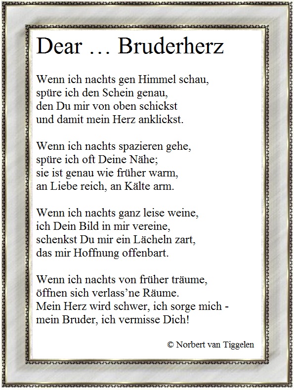Gedanken an den verstorbenen Bruder