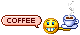 Smiley trinkt Kaffee