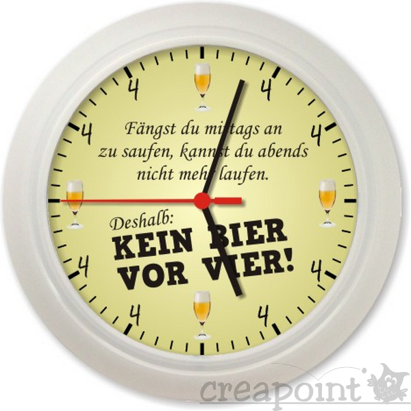 082 Wanduhr > Kein Bier vor vier